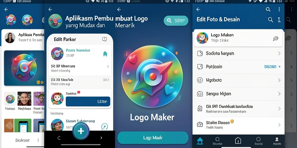 Tampilan antarmuka aplikasi 55RP dengan fitur Logo Maker yang intuitif.