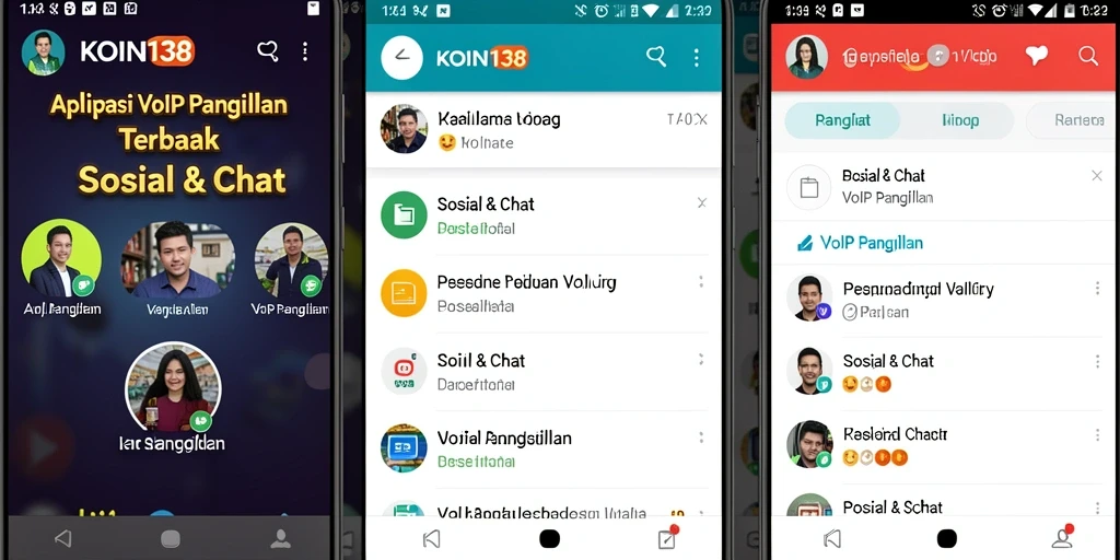 Tampilan antarmuka KOIN138 untuk panggilan VoIP yang intuitif dan mudah digunakan.