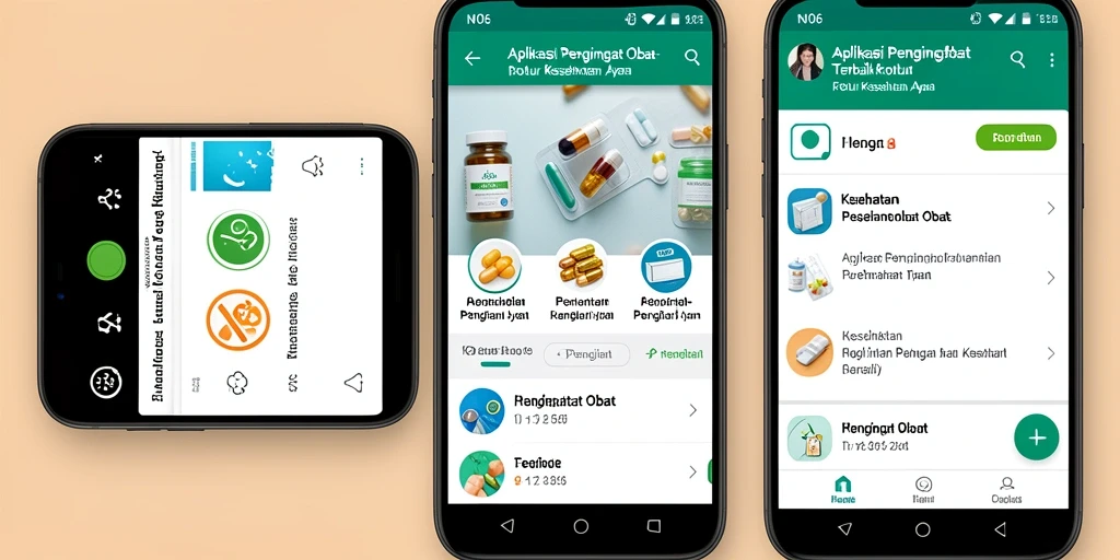Tampilan antarmuka N06 yang sederhana dan intuitif untuk pengingat obat.