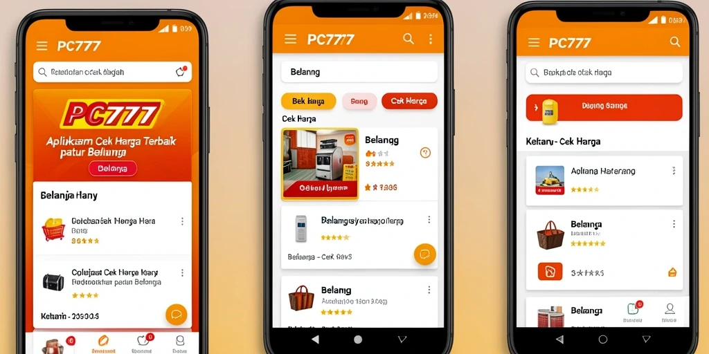 Tampilan antarmuka aplikasi Cek Harga PC777 yang sederhana dan informatif.