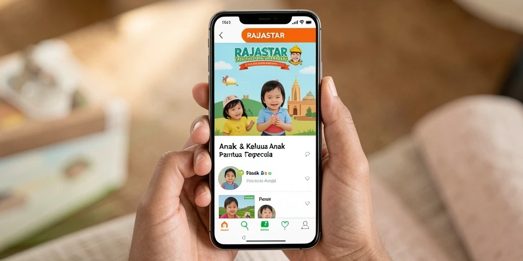 Tampilan antarmuka RAJASTAR yang ramah anak dan intuitif.