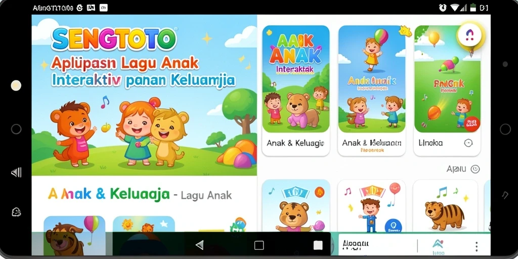 Antarmuka aplikasi SENGTOTO yang menarik dengan berbagai lagu anak.